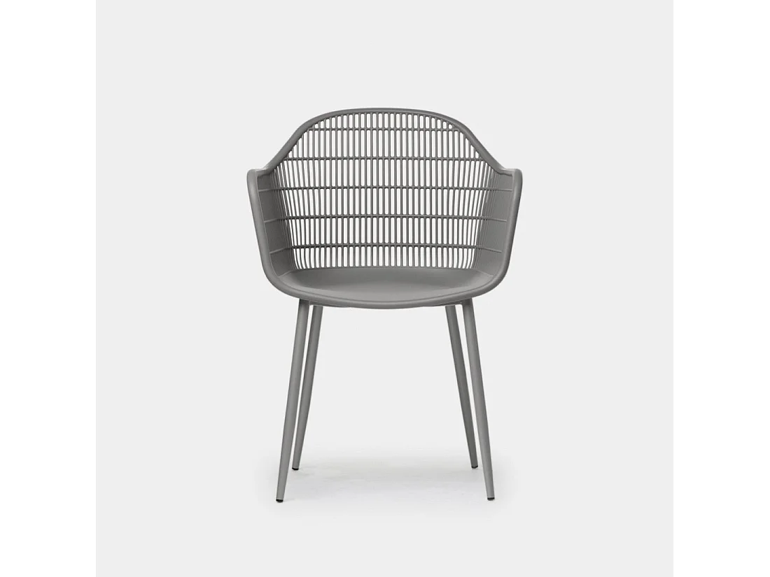 Chaise d'extérieur en plastique gris 62x85 cm-Soren