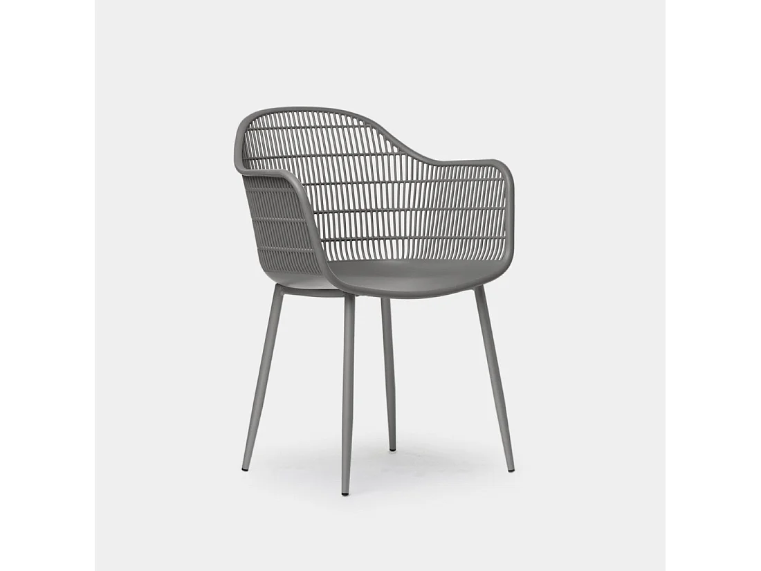 Chaise de jardin en plastique gris 62x85 cm-Soren