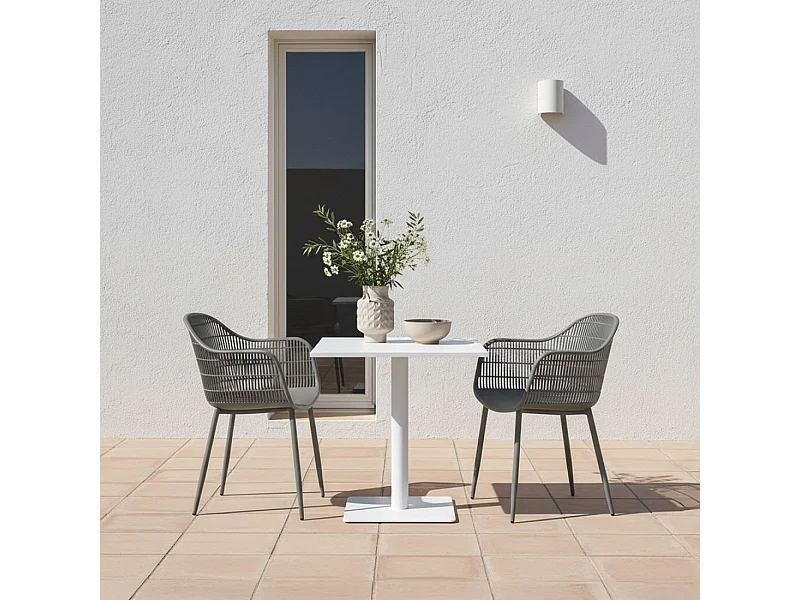 Chaise d'extérieur en plastique gris 62x85 cm-Soren