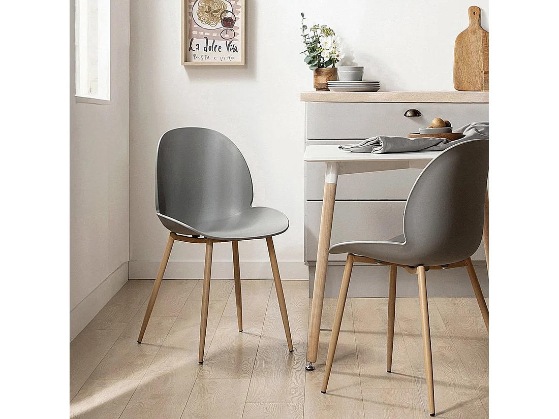 Chaise d'extérieur en plastique gris 49x83 cm-Ceilan