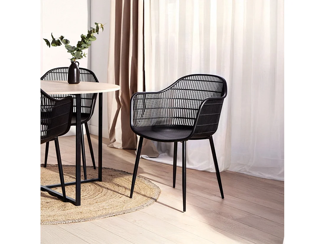 Silla de exterior de Plástico Negro 86 x 62- Layna