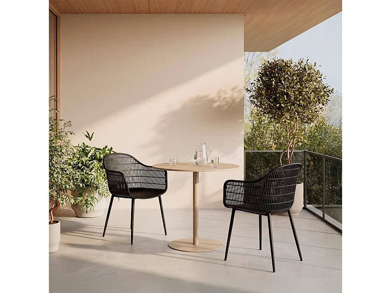 Chaise d'extérieur en plastique noir 62x86 cm-Layna