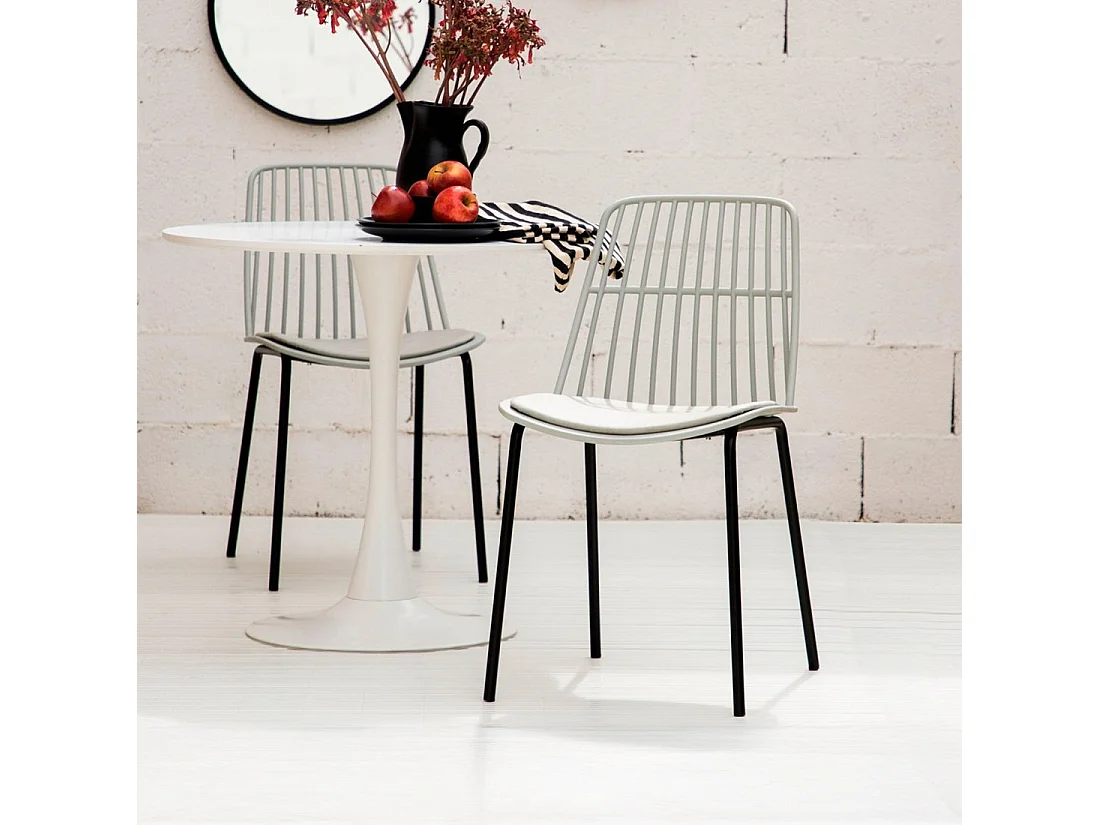 Chaise d'extérieur en plastique gris 45x82 cm-Erica