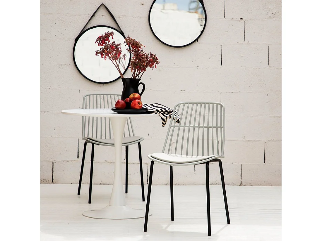 Chaise d'extérieur en plastique gris 45x82 cm-Erica