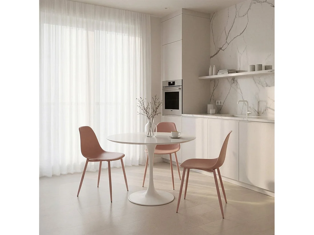 Chaise de cuisine en plastique rose 45x80 cm-Nina