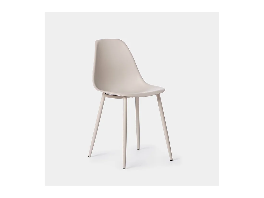 Chaise de salle à manger en plastique beige 45x80 cm-Nina