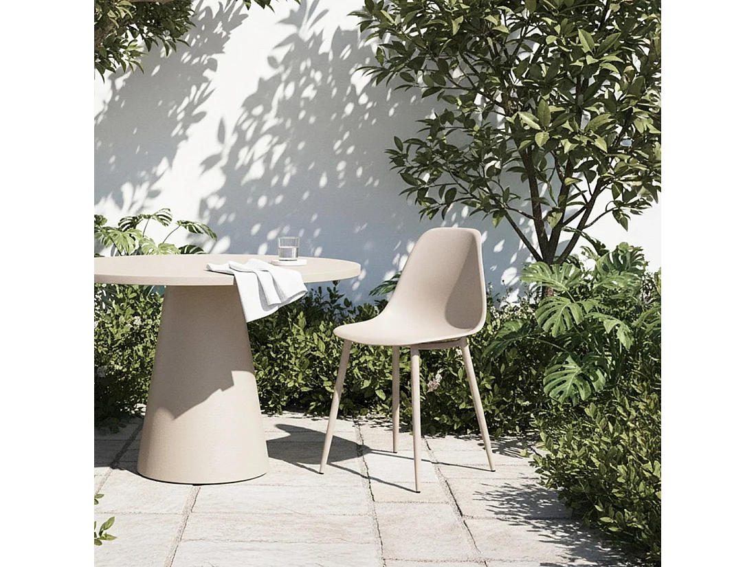 Chaise d'extérieur en plastique beige 45x80 cm-Nina