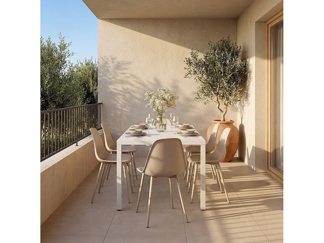 Chaise d'extérieur en plastique beige 45x80 cm-Nina