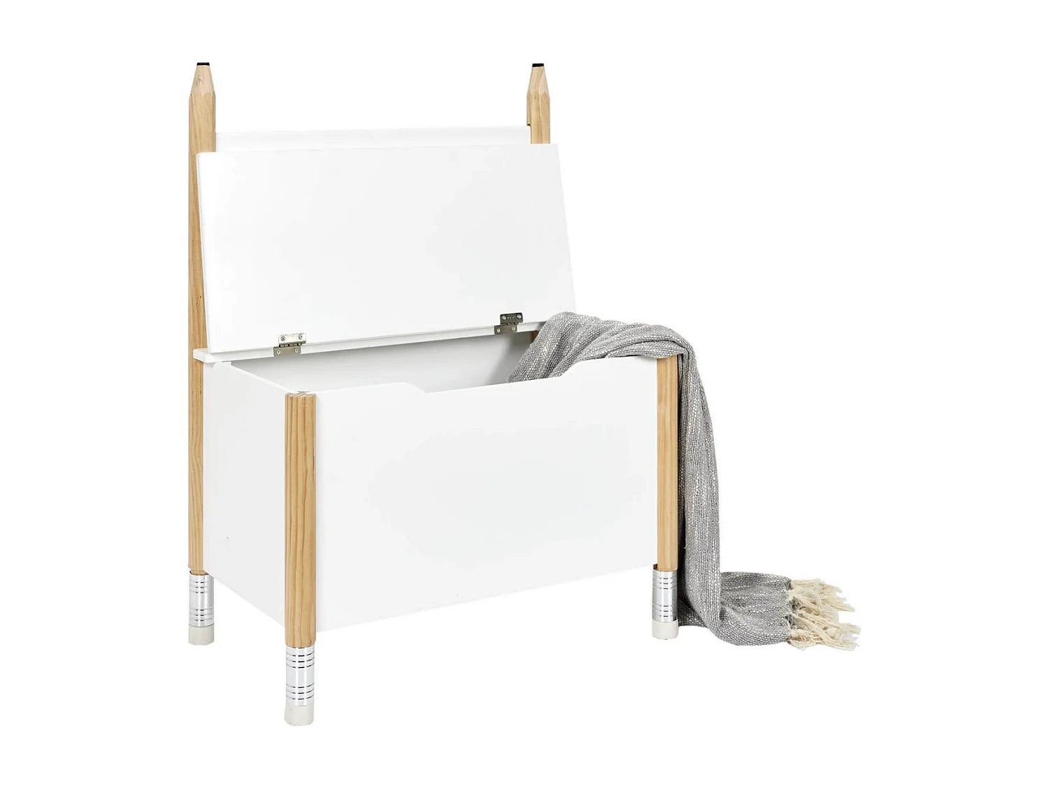 LAPIS - Coffre de Rangement et Assise Blanc pour Enfant Base Crayons