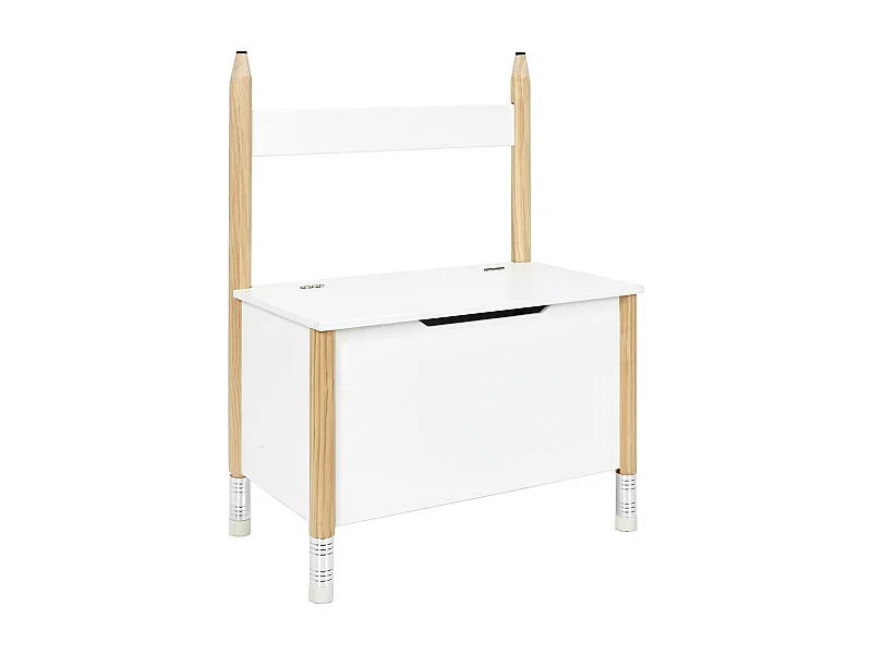 LAPIS - Coffre de Rangement et Assise Blanc pour Enfant Base Crayons