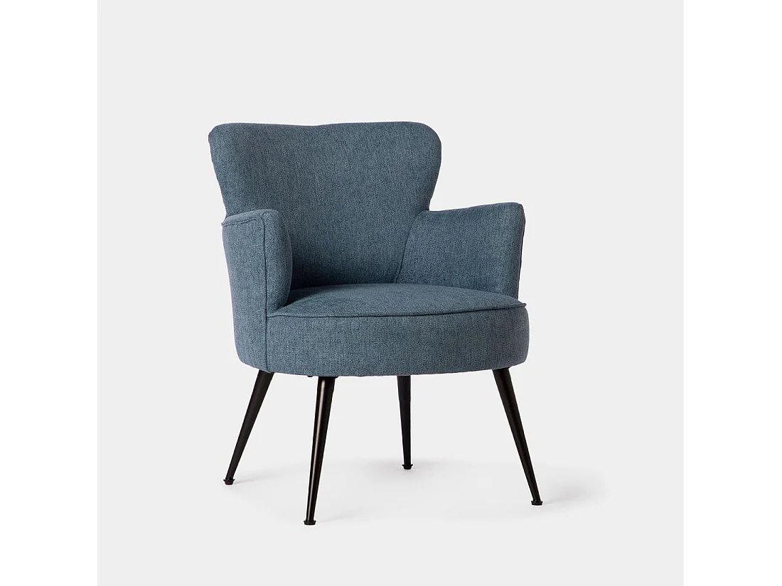 Fauteuil de lecture en tissu bleu 67x83 cm-Megan