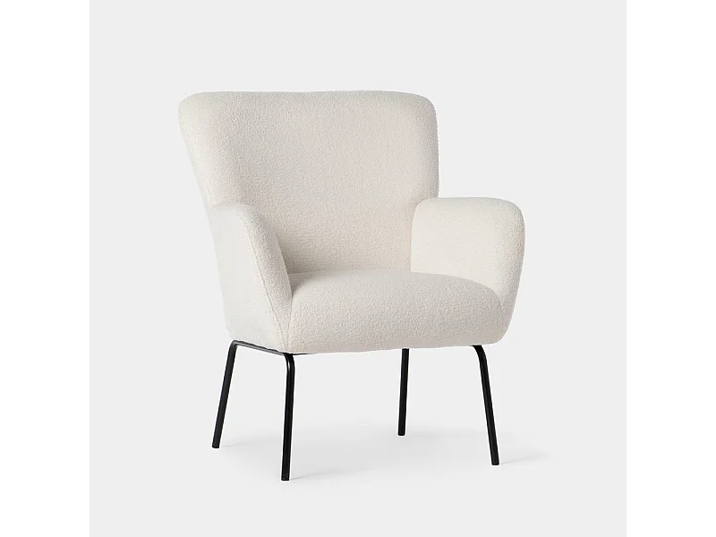 Fauteuil de lecture en revêtement en moutonnet blanc 73x87 cm-Gala