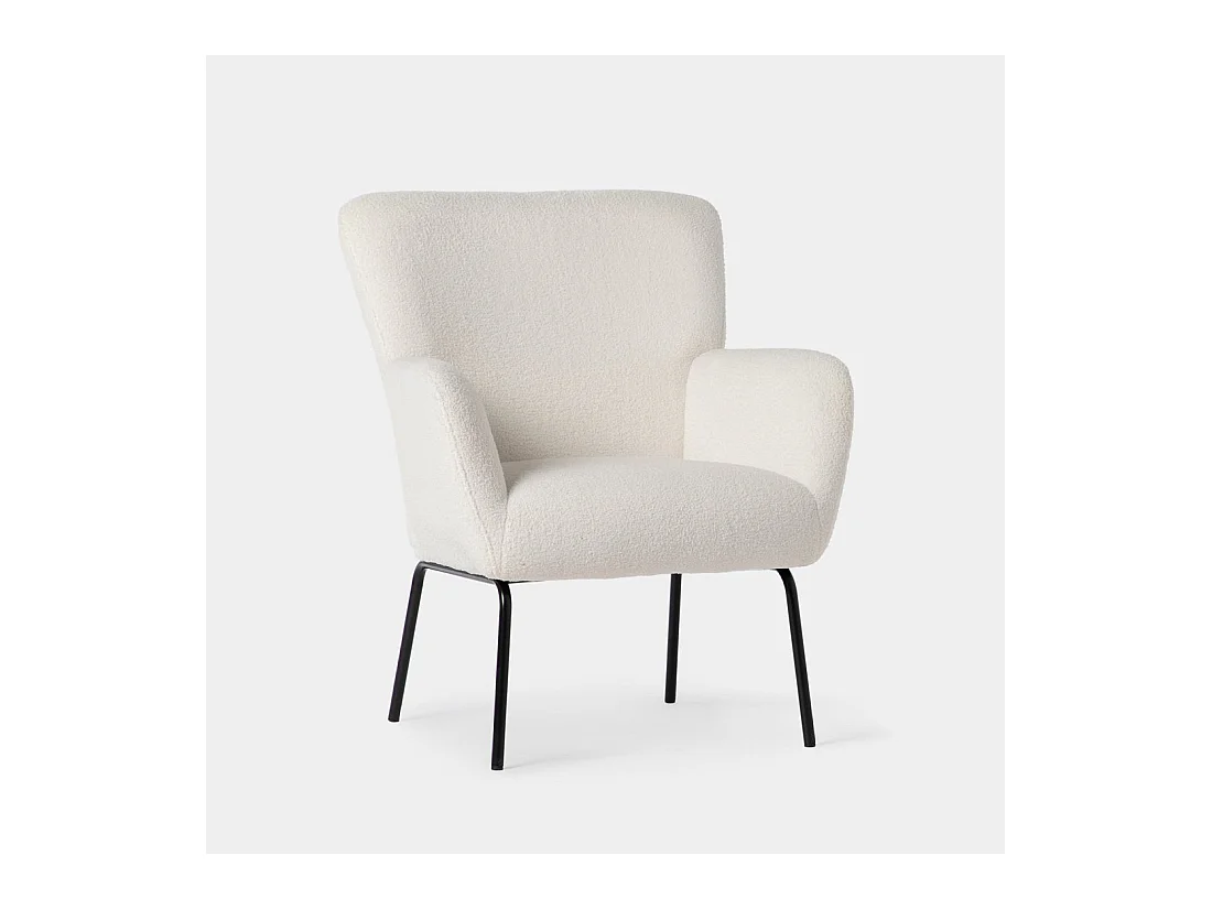 Fauteuil de lecture en revêtement en moutonnet blanc 73x87 cm-Gala