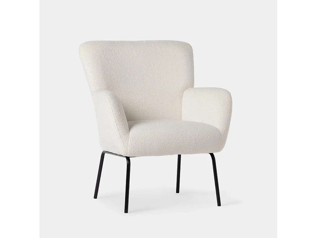 Fauteuil de lecture en revêtement en moutonnet blanc 73x87 cm-Gala