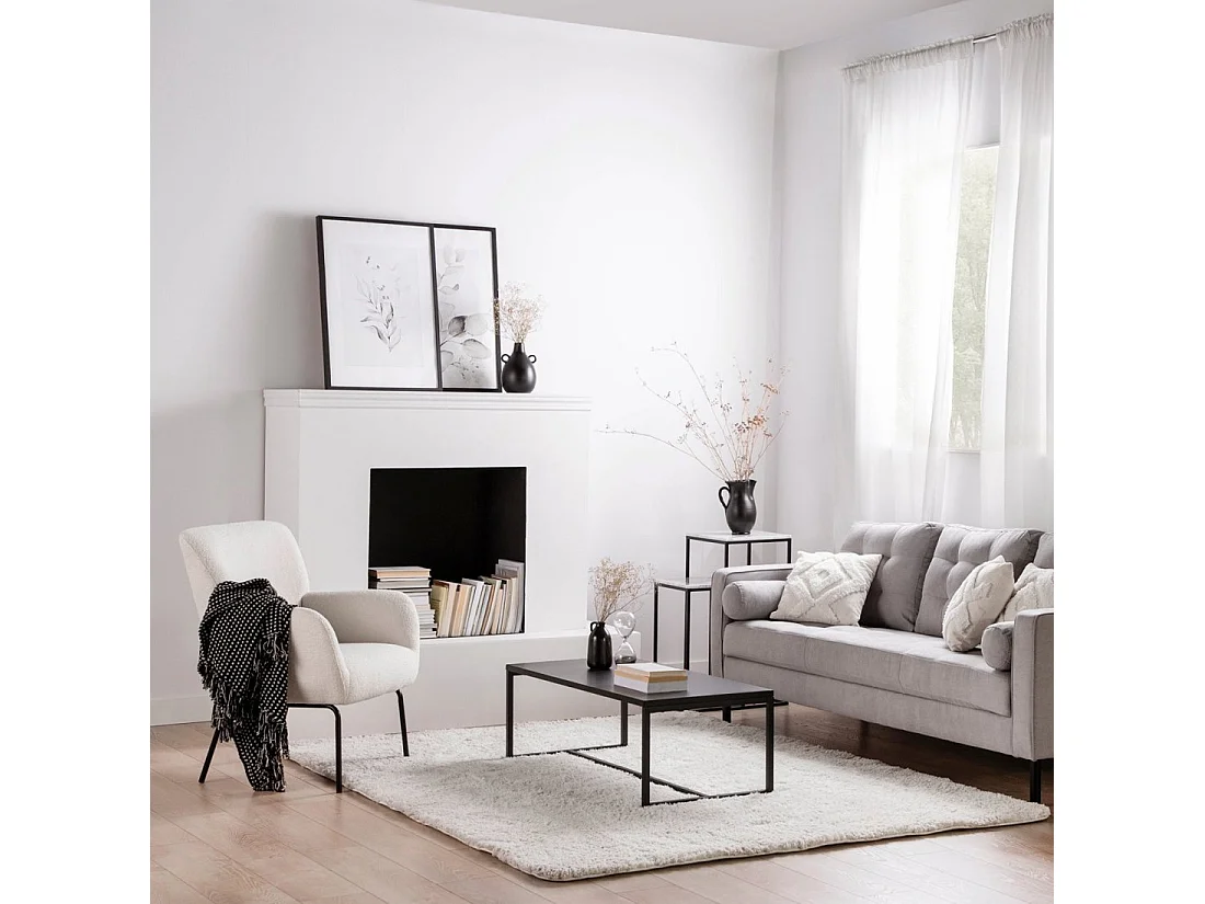 Fauteuil de lecture en revêtement en moutonnet blanc 73x87 cm-Gala