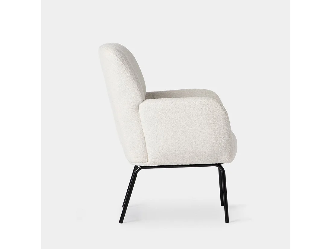 Fauteuil de lecture en revêtement en moutonnet blanc 73x87 cm-Gala