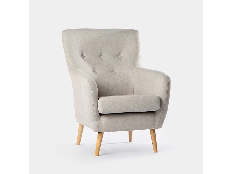 Fauteuil de lecture en tissu beige 72x96 cm-Astrid