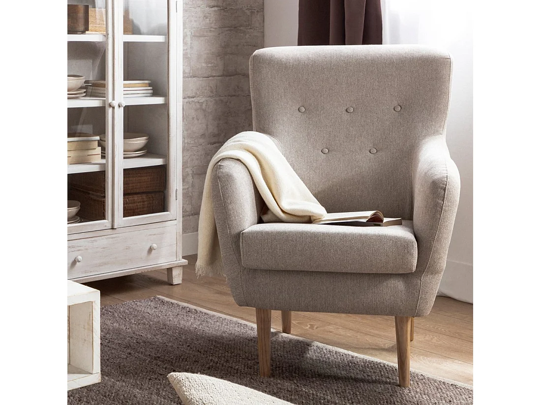 Fauteuil de lecture en tissu beige 72x96 cm-Astrid