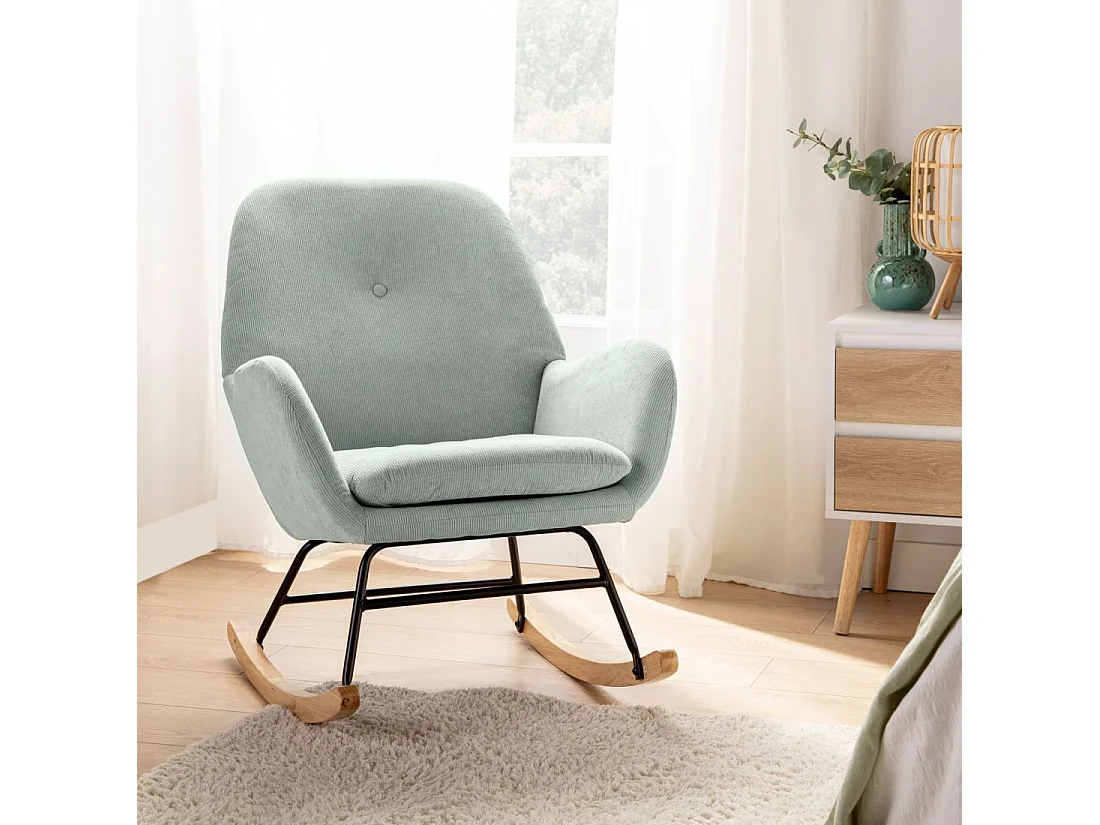 Fauteuil d'allaitement en rembourrage en microvelours menthe 67x88 cm-Becca