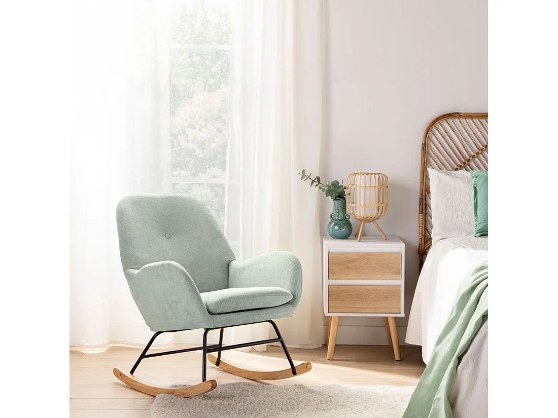 Fauteuil d'allaitement en rembourrage en microvelours menthe 67x88 cm-Becca