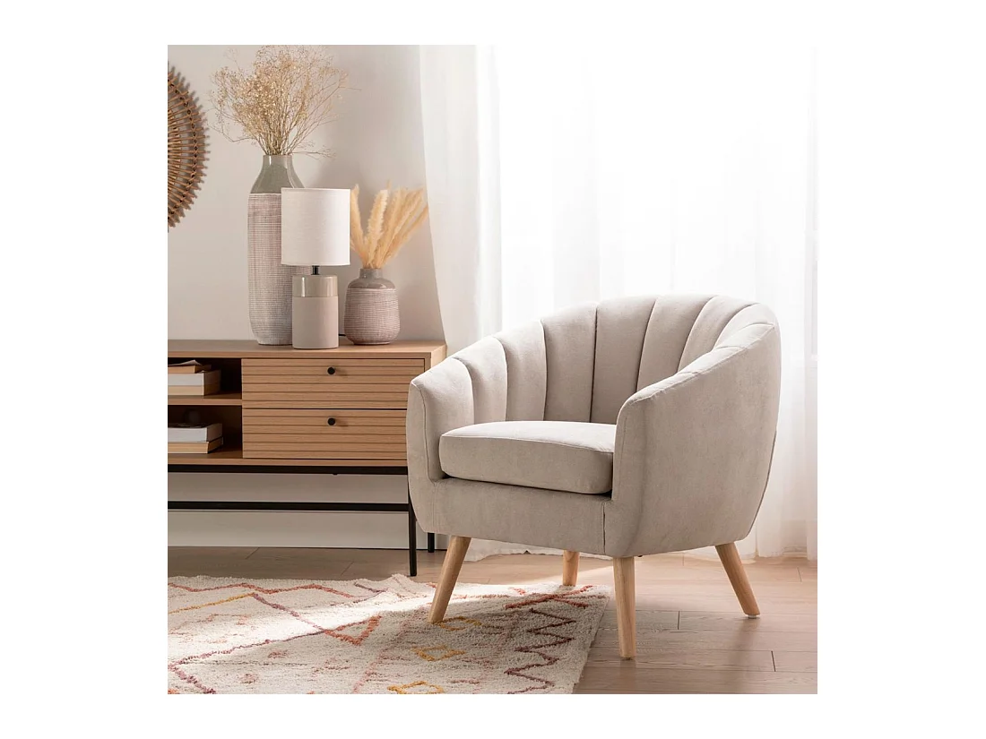 Fauteuil de lecture en tissu beige 75x75 cm-Miler