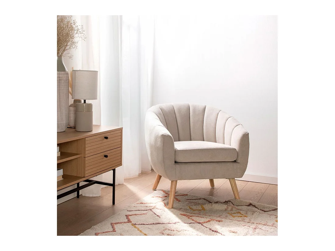 Fauteuil de lecture en tissu beige 75x75 cm-Miler