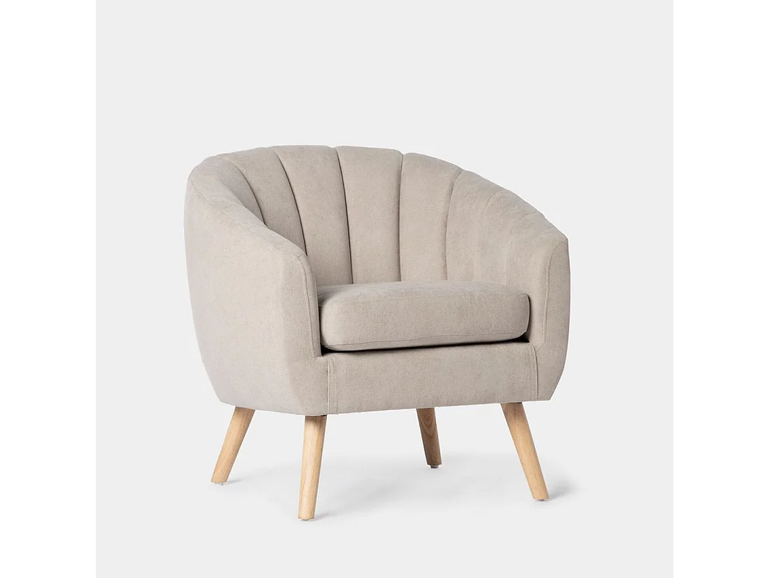 Fauteuil de lecture en tissu beige 75x75 cm-Miler