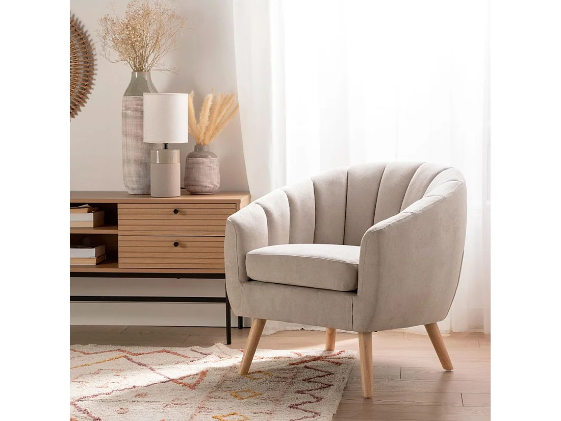 Fauteuil de lecture en tissu beige 75x75 cm-Miler