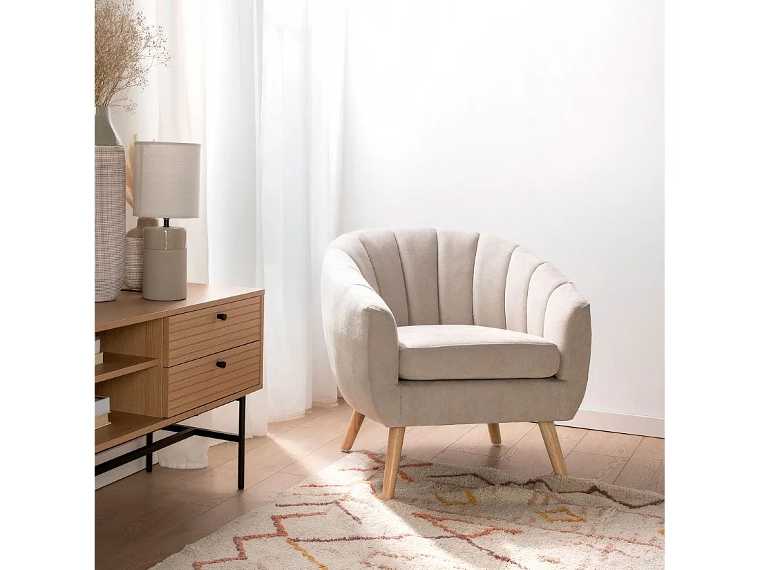 Fauteuil de lecture en tissu beige 75x75 cm-Miler