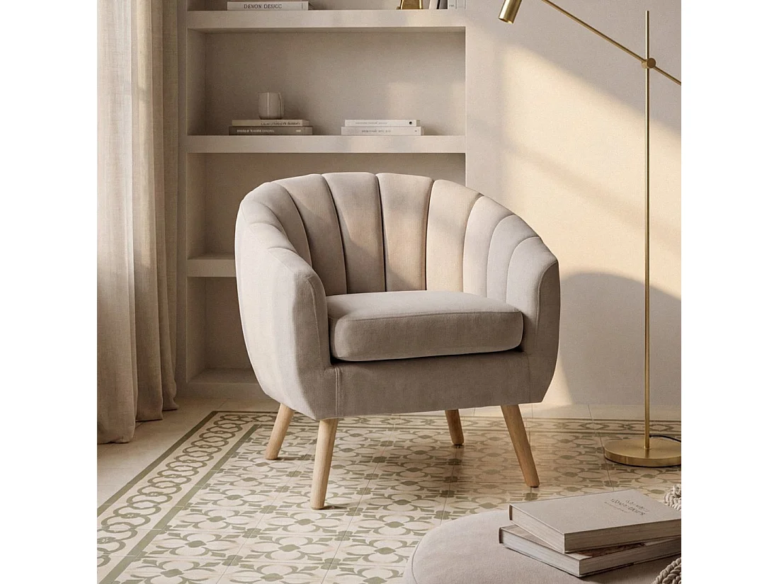 Fauteuil de lecture en tissu beige 75x75 cm-Miler