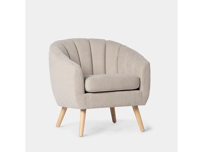 Fauteuil de lecture en tissu beige 75x75 cm-Miler