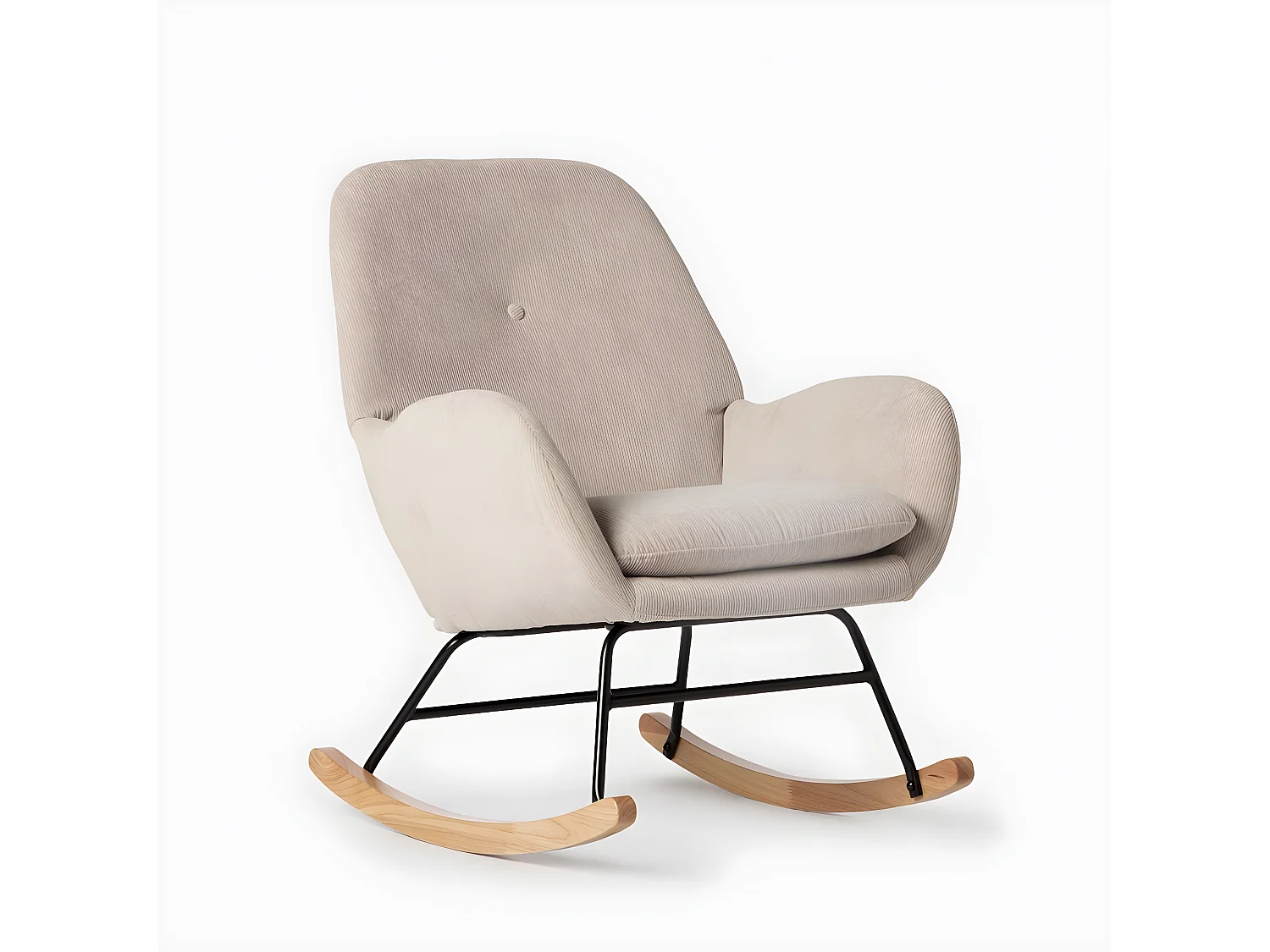 Fauteuil d'allaitement en rembourrage en microvelours beige 67x88 cm-Becca