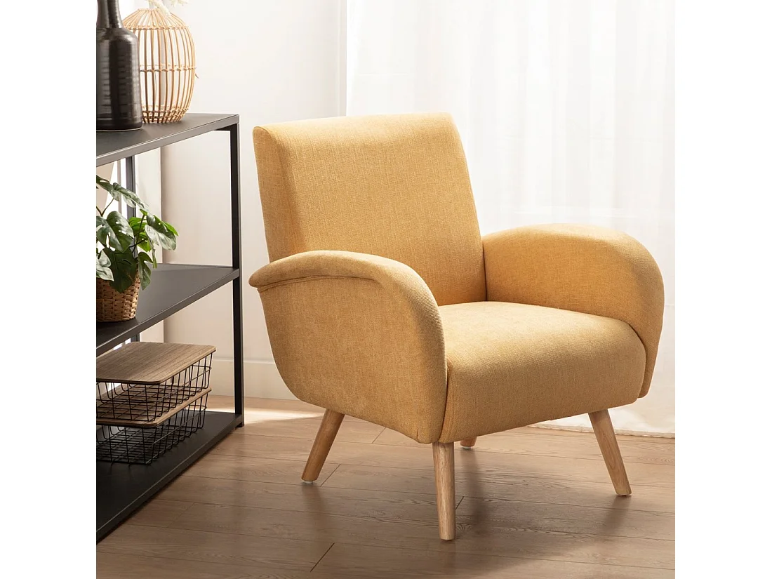 Butaca de lectura de Poliéster Mostaza 82 x 73- Iraida