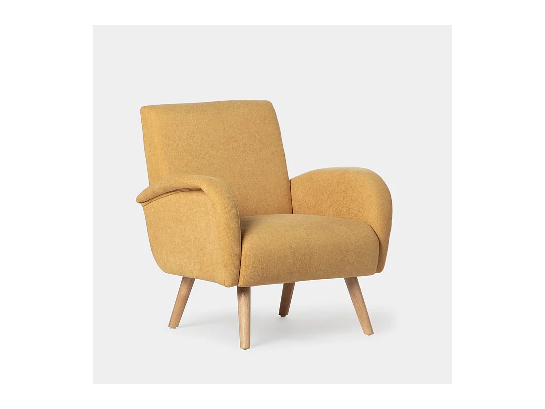 Fauteuil de lecture en tissu moutarde 73x82 cm-Iraida
