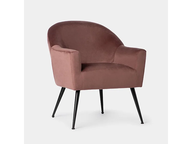 Fauteuil de lecture en velours rose 83x76 cm-Lauren