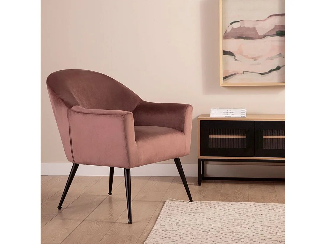 Butaca de lectura de Terciopelo Rosa 76 x 83- Lauren