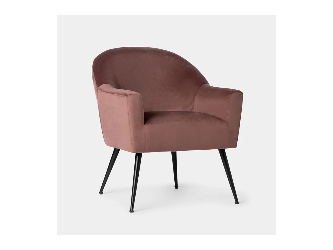 Fauteuil de lecture en velours rose 83x76 cm-Lauren
