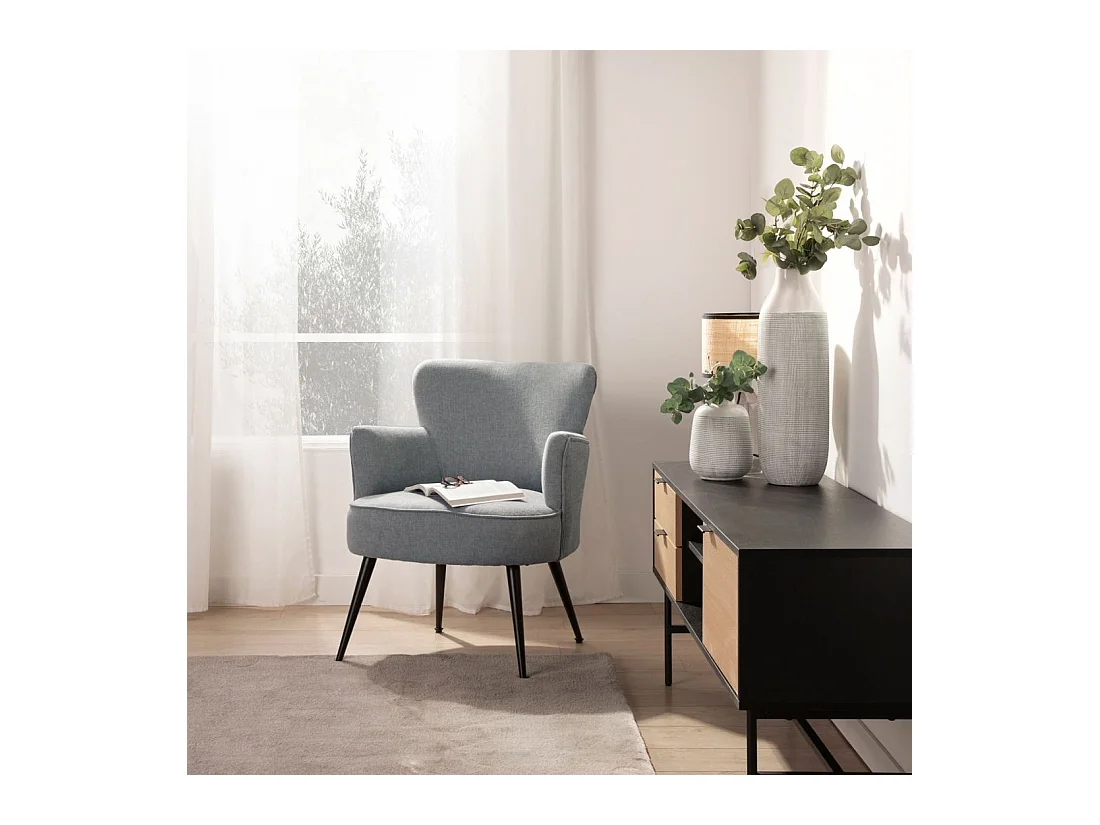 Fauteuil de lecture en tissu gris 67x83 cm-Megan