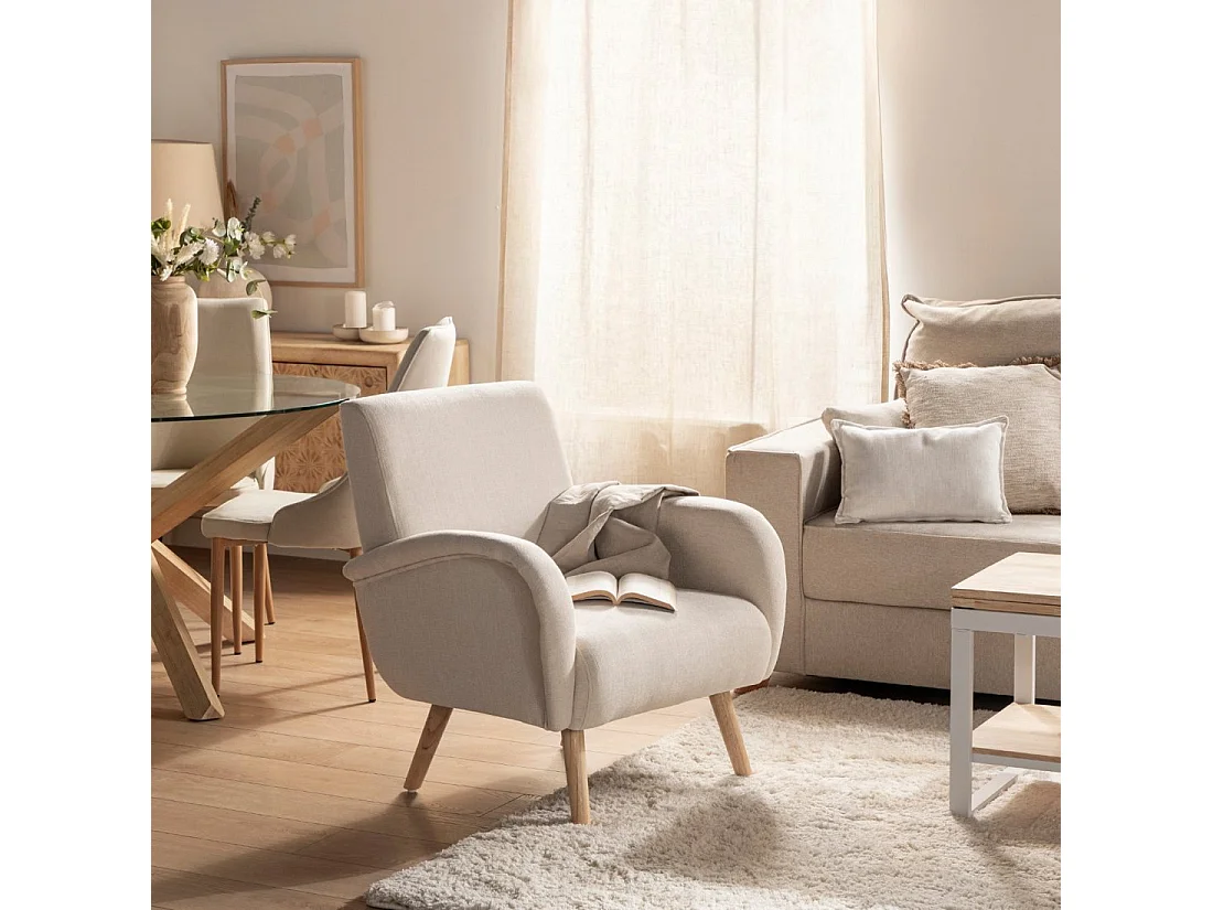 Fauteuil de lecture en tissu beige 73x82 cm-Iraida