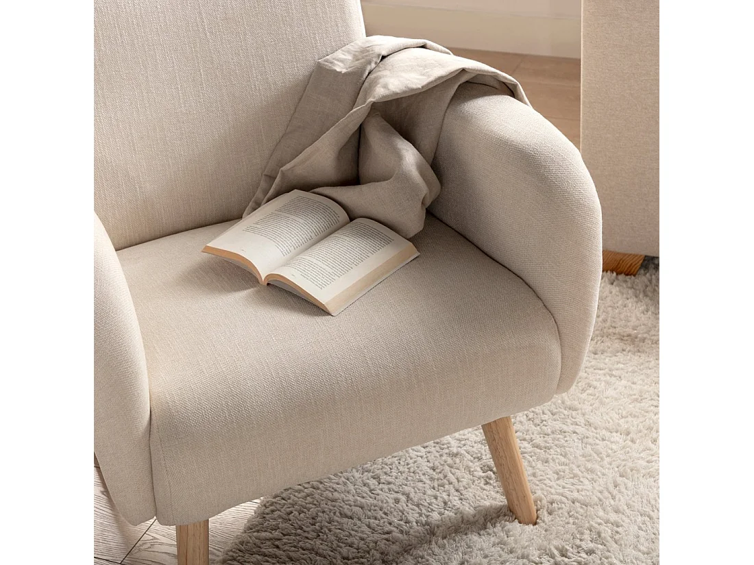 Fauteuil de lecture en tissu beige 73x82 cm-Iraida