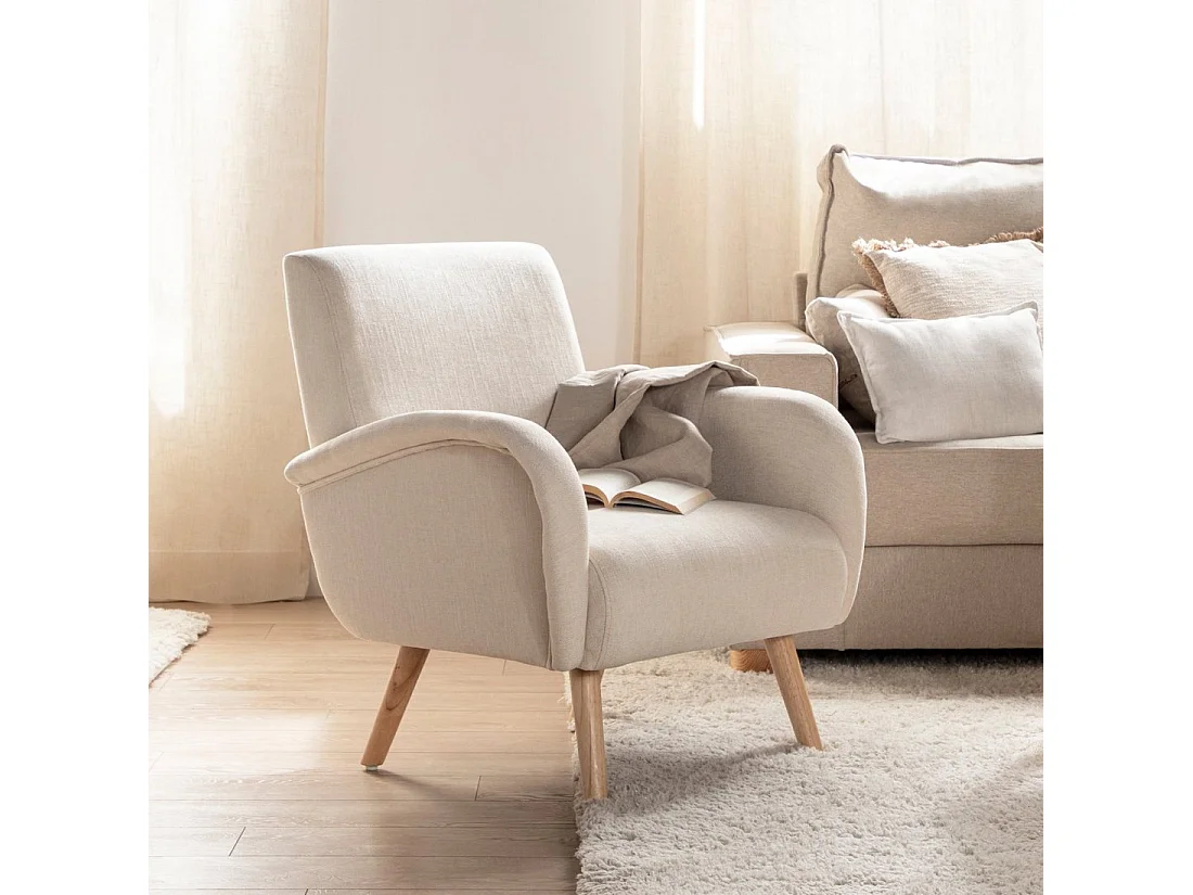 Fauteuil de lecture en tissu beige 73x82 cm-Iraida