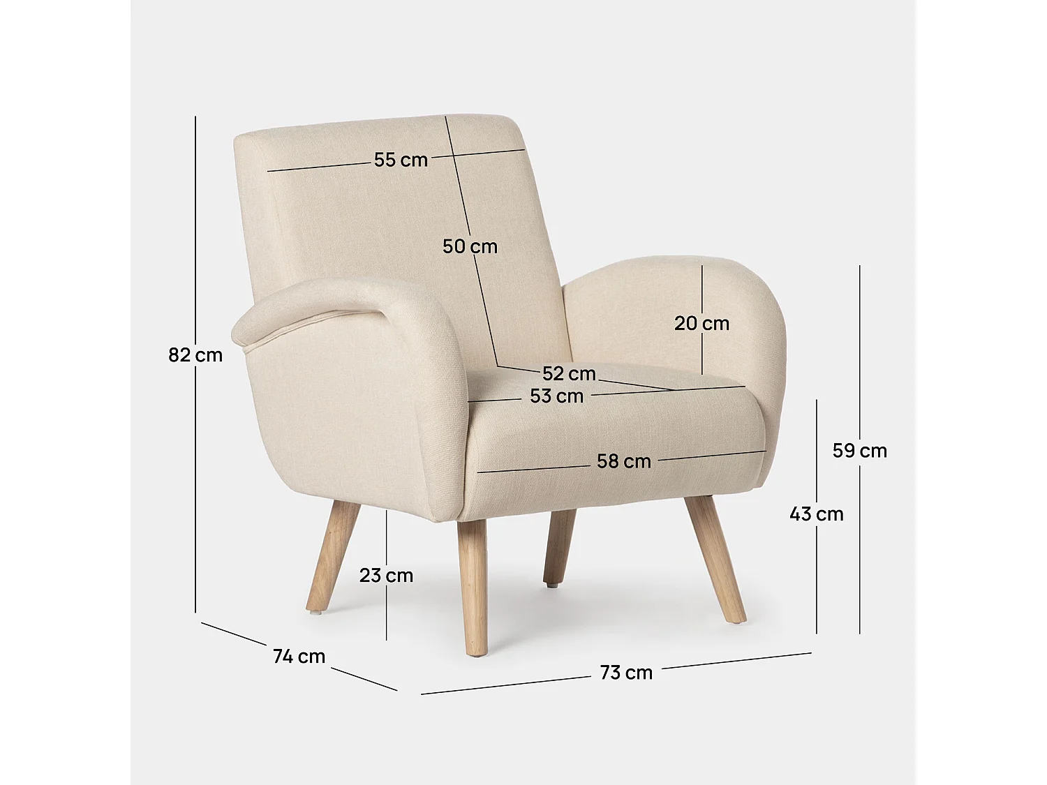 Butaca de lectura de Poliéster Beige 82 x 73- Iraida