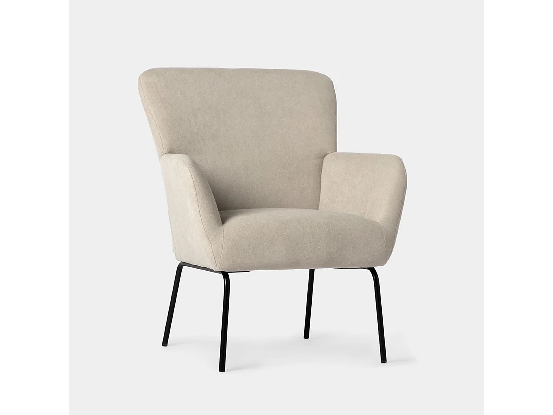 Fauteuil de lecture en tissu beige 73x87 cm-Gala