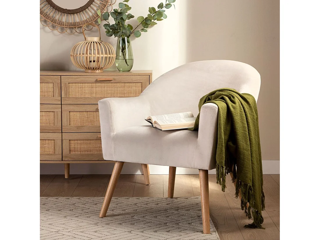 Butaca de lectura de Terciopelo Beige 88 x 72- Lauren