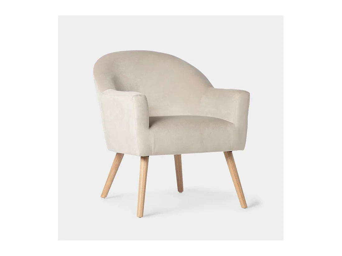Fauteuil de lecture en velours beige 72x88 cm-Lauren