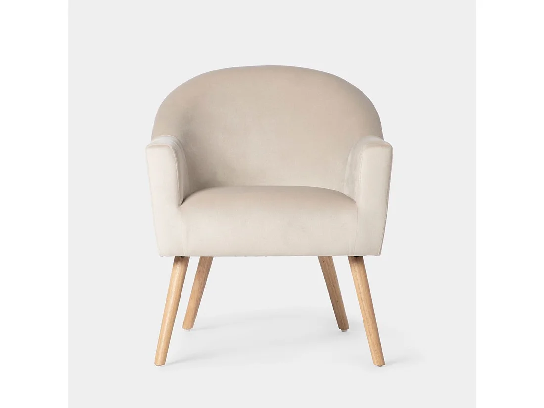 Fauteuil de lecture en velours beige 72x88 cm-Lauren