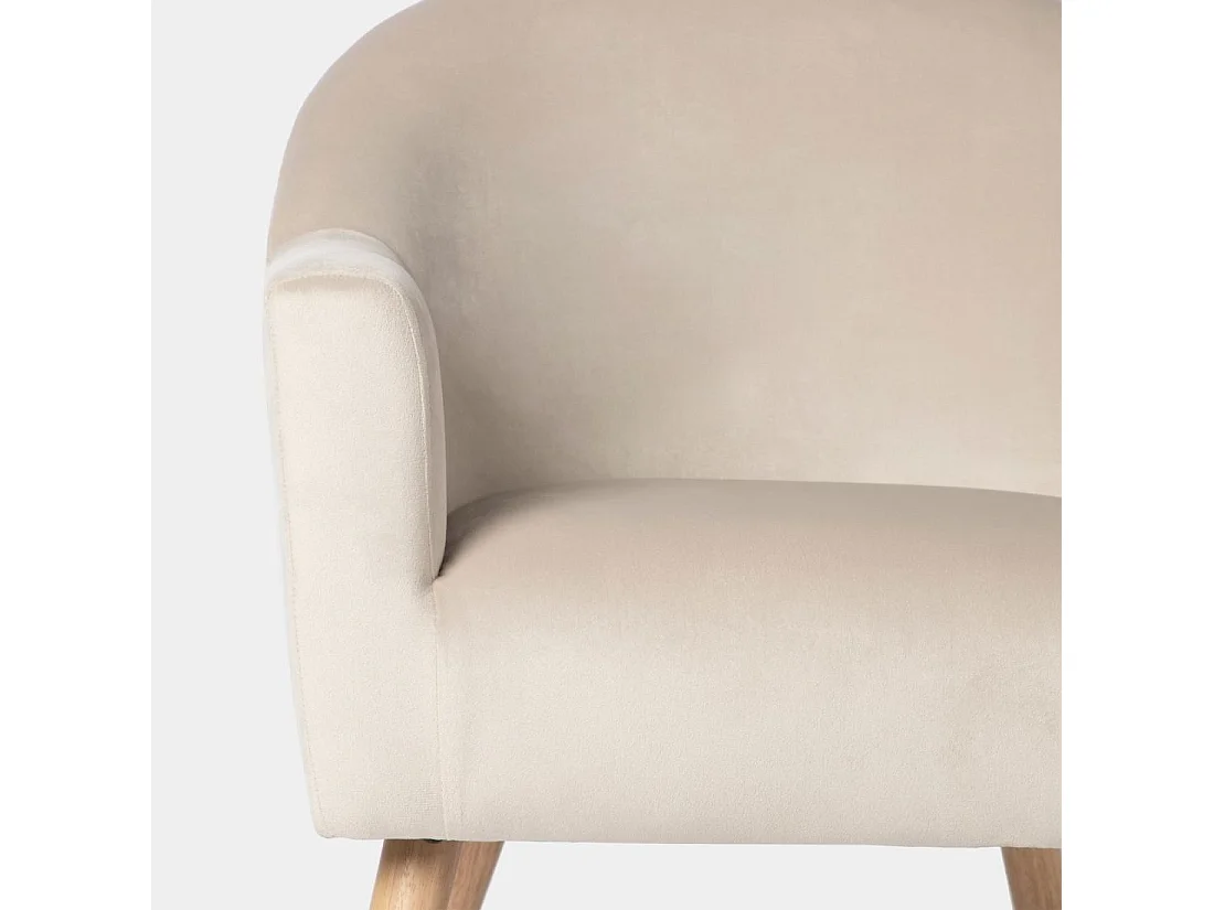 Fauteuil de lecture en velours beige 72x88 cm-Lauren