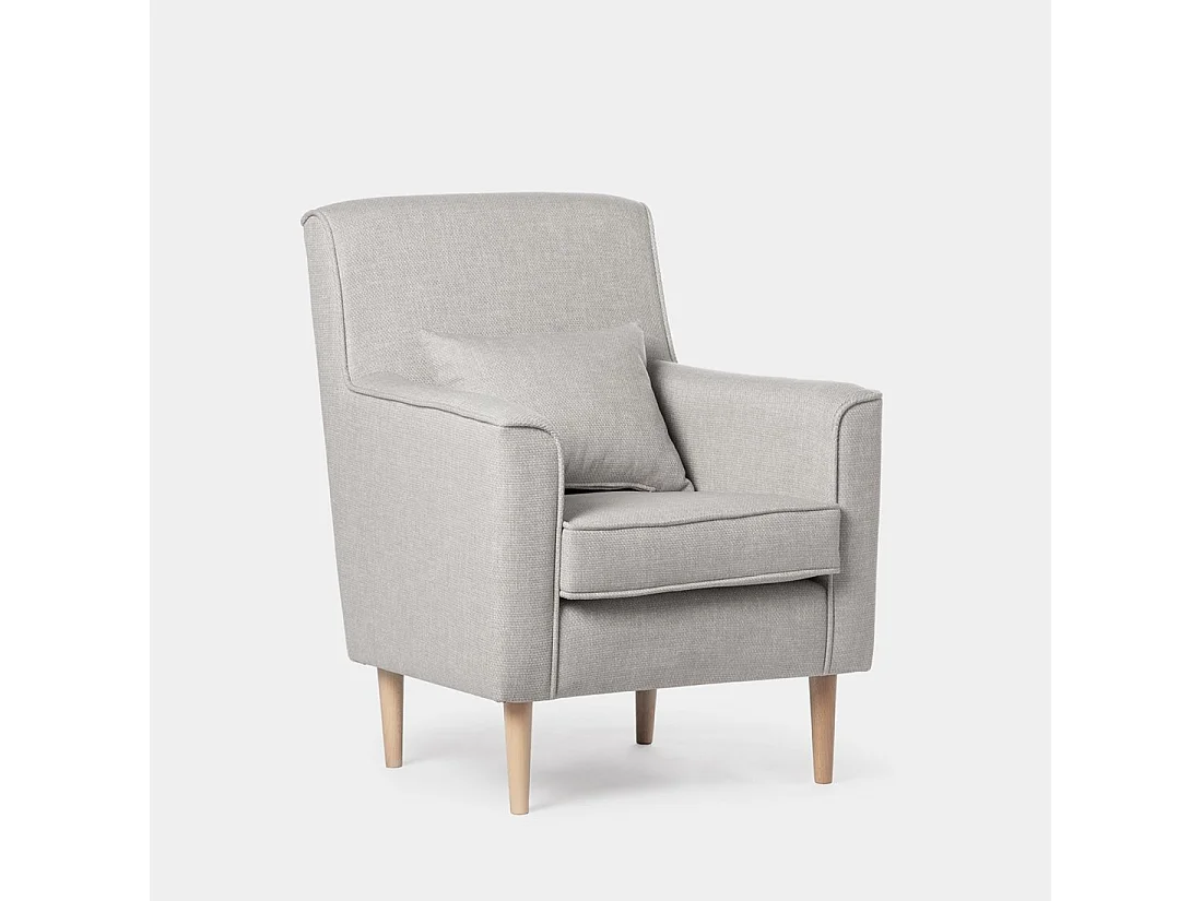 Fauteuil de lecture en tissu gris perle 75x99 cm-Naia