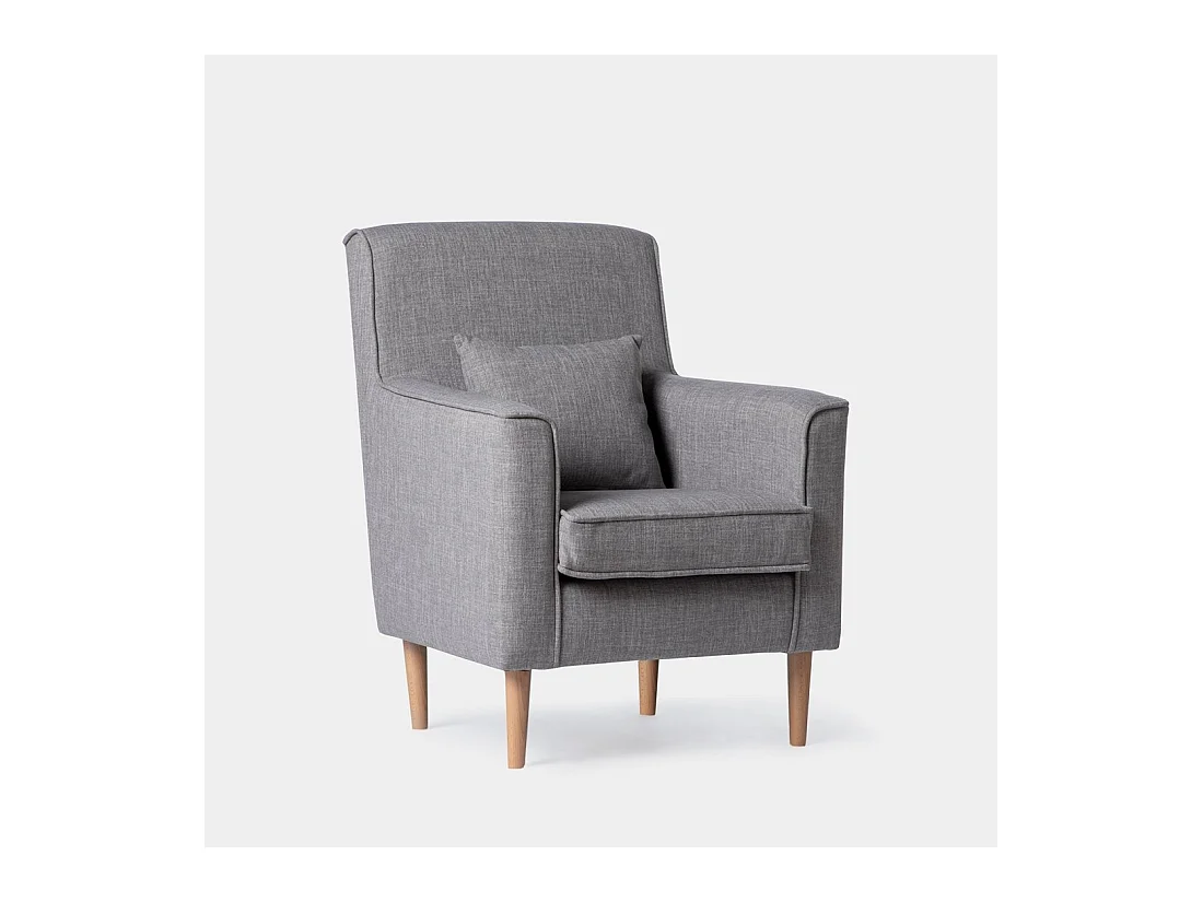 Fauteuil de lecture en tissu gris 75x99 cm-Naia
