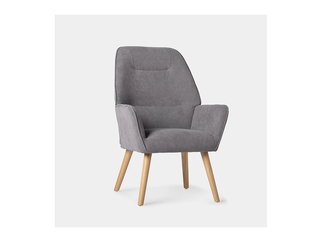 Fauteuil de lecture en tissu gris 65x93 cm-Valery
